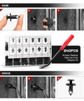 240 Piece Car Bumper Retainer Clips Kit With Plastic Rivets Fasteners For Toyota Honda Acura GM Ford Chrysler Door Trim Panel Clips Heavy Duty Auto Fastener Set Easy Removal Save Time And Money 2 Years Warranty, shown with storage case and removal tool.