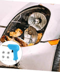 DIY Dope Hot Stapler Plastic Welding Kit With Staples For Quick Car Bumper And Headlight Repairs shown repairing damaged headlight