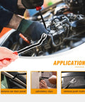 Person using 120 Piece Car Bumper Push Retainer Clip Kit With Nylon Fasteners And Rivets 6mm To 10mm Size Range Includes 6mm 7.6mm 8mm 8.8mm 10mm Clips Door Trim Panel Fasteners And One Remover Tool Black in engine repair application