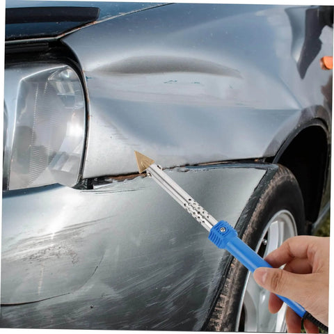 Car Bumper Fix Tool and Automotive Plastic Repair Kit With Pro Grade Welding Pen For Quick Door Ding And Bumper Repairs in use