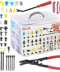 2080Pcs Car Retainer Clips And Fasteners Kit With 33 Universal Sizes Nylon Bumper And Fender Rivets Door Panel Clips Plastic Rivets 10 Cable Ties And Removal Tool For Toyota Ford Benz And More in storage box with tools