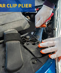 Easy Grip Car Clip Removal Kit 3 Pack Pliers Set in use on car engine, removing fasteners, shown with gloves on hands.