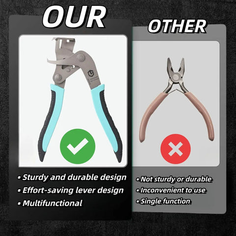 Comparison of Car Clip Pliers and Auto Trim Removal Tools with competitor pliers, highlighting durability and multifunctionality.