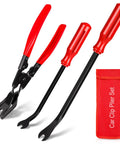 Easy Grip Car Clip Removal Kit 3 Pack Pliers Set for Door Panels Dash Trim Rivets Push Pins Puller Tools Auto Repair Essentials EldHus Red