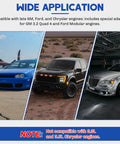 Power Steering Pulley Puller And Installer Kit image with three cars showing compatibility with GM, Ford, Chrysler engines.