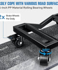 Car dolly set of 4 with heavy duty iron frame, 6000 lb total capacity wheel dollies shown on different road surfaces