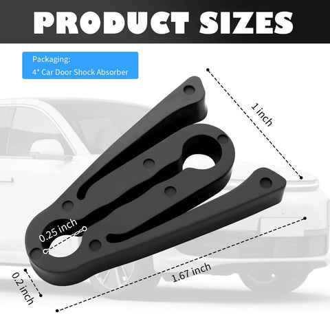 Product sizes shown for 4 Pack Car Door Shock Absorbers With Force-Dissipating Arm Upgrade, Universal Door Lock Cover Pads.