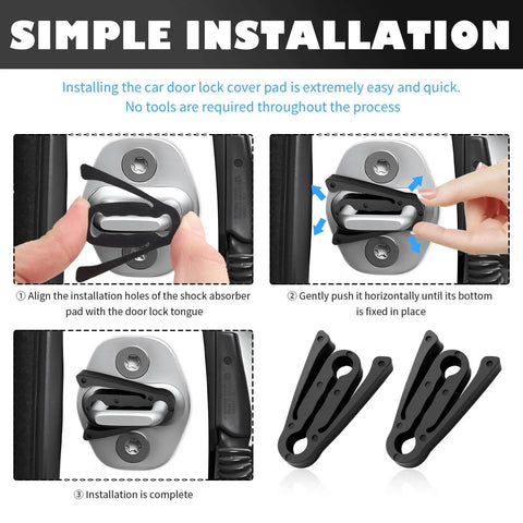 4 Pack Car Door Shock Absorbers With Force-Dissipating Arm Upgrade installation on metal latch, showing easy setup