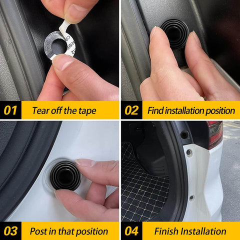 Installation steps for Car Door Shock Absorbing Gasket 20 Pack With Silicone Pads 1.18 Inch Door Buffer Silencers Self Adhesive Sound Insulation Pads For Quiet Closings Universal Black Exterior Car Accessory