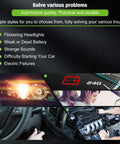 Automotive problems such as flickering headlights, battery issues, and engine troubles displayed in a diagram.