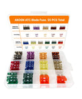 ATO And ATC Car Fuse Assortment Kit With 55 Pieces Color Coded Blade Fuses In A 2A To 40A Range For Auto RV And Marine Use
