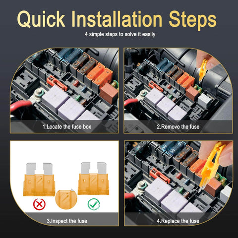 Quick installation steps for Ultimate Car Fuse Kit With 680 Mini Fuses 520 Standard Fuses And 132 Micro Fuses With Puller