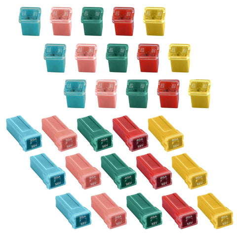Go To Car Fuses Assortment Kit With 30 Pieces Of Standard And Low Profile Micro Cartridge Fuses For Cars Trucks SUVs And RVs Color Coded
