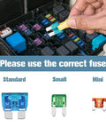 Hand replacing fuse with Ultimate 282-Piece Car Fuse Kit With Blade Type, Standard, Mini And Low Profile Mini Fuses From 2A To 30A