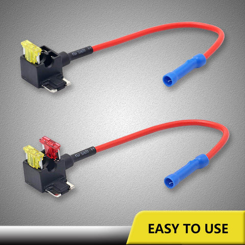 12V Car Add A Circuit Fuse Tap Adapter With ACN Blade Dual Slot Low Profile Mini Fuse Holder Pack Of 10 With Ten 10A And Ten 20A Fuses