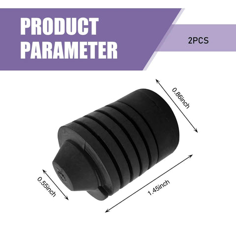 2 Piece Car Hood Stop Bumper Rubber Pad And Damping Buffer For Hood And Bumper Protection With Beefed Up Rubber And Excellent Shock Absorption OEM 90541 15019 Replacement Parts Compatible With GAC Highlander Tundra Runner Black shown with size dimensions
