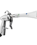 Powerful tornado dry cleaning gun blasts dirt and dust from car interiors with a brass adjustable air flow nozzle, 360 Degree swivel