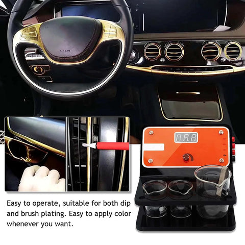 Pen Type Jewelry Plating Machine Kit With Electroplating Pen, dashboard plating example, included accessory tools displayed
