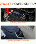 Two power supply options for the All In One 5 Ton Electric Car Jack Set With Integrated Tire Pump And Impact Wrench By Trihelper