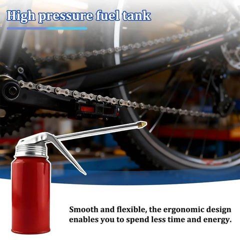 Car Oil Can Pump Oiler 200 Ml High Pressure Cold Rolled Steel Spray Gun with Spout near bicycle gear