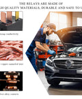 2 Pack Car Relay Kit 12V DC 4 Pin Starter And AC Relay installation in car engine bay with mechanic, copper wiring, and connectors