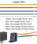 Heavy Duty 12V 30A SPDT Car Relay Socket 5 Pin Waterproof Harness Plug For Auto Electrical Systems shown with wires.