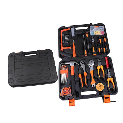 Grab And Go Car Repair Tool Kit With Ratchet Wrench Set For Auto And Motorcycle Maintenance Multi Function Hand Tool Kit With Screwdrivers And Sockets in portable black box