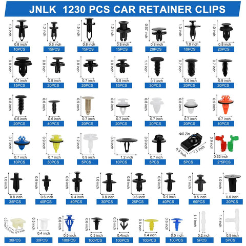 1365Pcs Car Push Retainer Clips Kit Must Have JNLK Universal Fit With 44 Most Popular Sizes Nylon Fasteners Set Blue