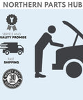 Illustration of person checking a vehicle engine with icons for service, fast shipping, and 30-day money-back guarantee.