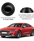 Car Door Shock Absorber Kit With Silicone Edge Guards And Anti Slam Cushions, showing size dimensions and thickness, car pictured