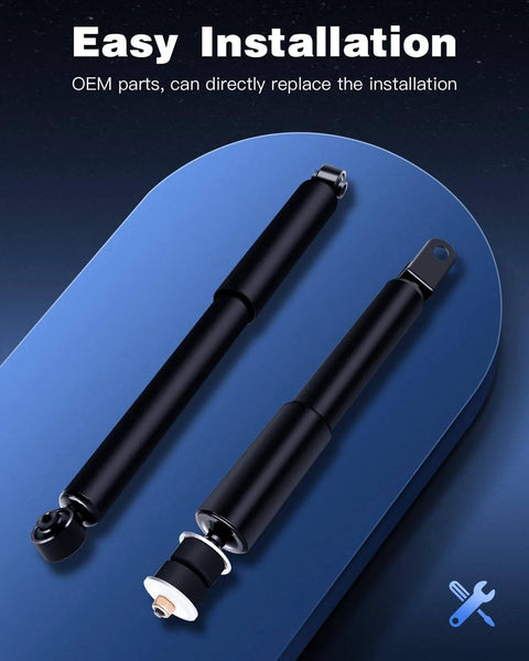 Four Piece Front And Rear Shocks Absorbers Kit For Chevy Avalanche 1500 Suburban 1500 Tahoe Yukon And GMC Yukon XL 1500 2002 2003 2004 2005 2006 Fits 344381 344384 Auto Shocks Set showing two black shock absorbers