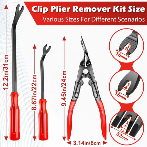 7 Piece Car Trim Removal Tool Kit With Non Scratch Plastic Pry Tools And Fastener Clip Pliers For Auto Interior Panel Detachment