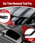 Car trim removal tool with non-slip contact surface and leverage design, shown prying a car panel.