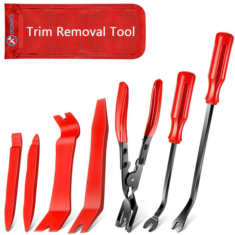 7 Piece Car Trim Removal Tool Kit With Non Scratch Plastic Pry Tools And Fastener Clip Pliers For Auto Interior Panel