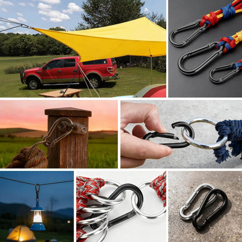60 Pack 2.36 Inch Spring Snap Hooks Carabiners Heavy Duty Zinc Plated Steel Clips for Outdoor Gear Use