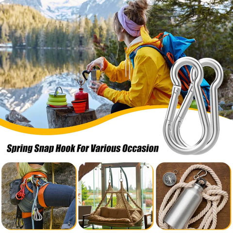 30 Pcs Heavy Duty 3 Inch Spring Snap Hook M8 Five Sixteenth Inch Galvanized Steel Carabiner, ideal for camping and hammocks