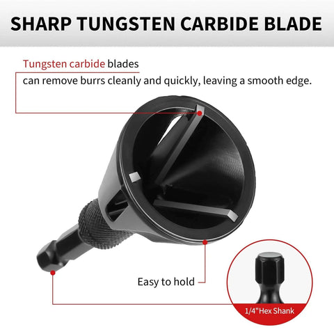 Carbide Bolt Chamfer Deburring Tool Set 2 Pack with sharp carbide blades and hex handle, for PVC pipe and copper tube.