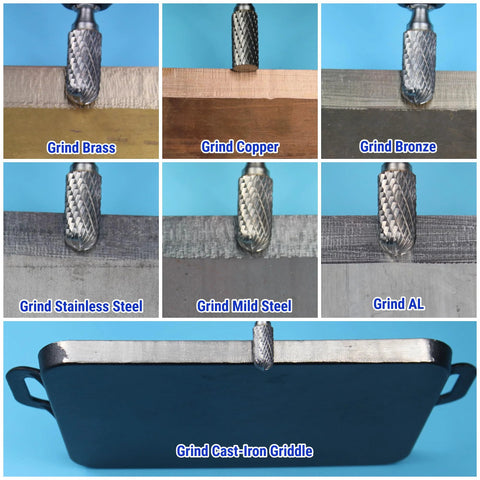Carbide Burr Set Ten Pieces With 1/4 Inch Shank In Clear Box For Die Grinder And Rotary Tools grinding various metals and cast-iron.