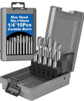 Carbide Burr Set 10 Pcs With 1 Quarter Inch Shank for Die Grinder Rotary Tools Includes 6mm 8mm and 10mm Head Diameters in Grey Box