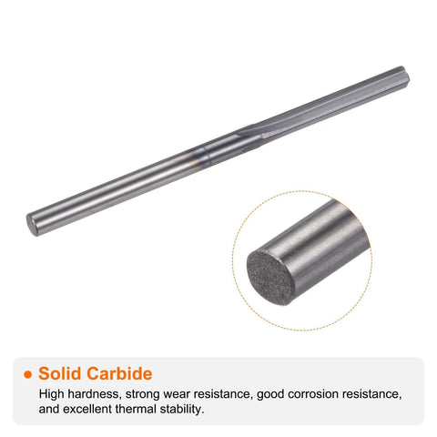 Carbide Chucking Reamer 0.119 Inch Diameter 3.022 mm Straight Flute Straight Shank Tool for Metalworking Lathes and CNC Machining Centers