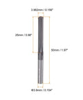 Carbide Chucking Reamer 0.156 Inch Straight Flute Straight Shank CNC Tool for Metal Lathes and Machining Centers, 25mm Cutting Length.