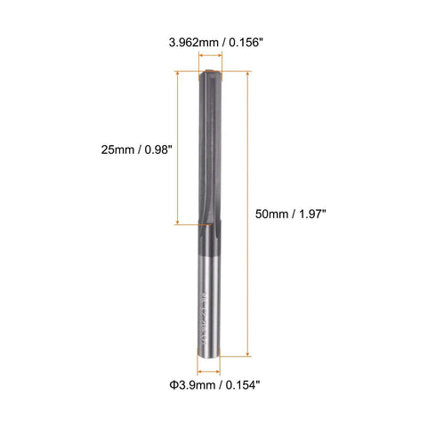 Carbide Chucking Reamer 0.156 Inch Straight Flute Straight Shank CNC Tool for Metal Lathes and Machining Centers, 25mm Cutting Length.