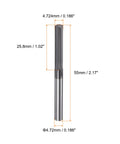 Carbide Chucking Reamer 0.186 Inch Diameter Straight Flute Straight Shank Uncoated Solid Carbide Reamer For Metal Lathe And CNC Machining Centers Workhorse Precision HARFINGTON dimensions displayed.
