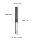 Front view of Pro Grade Carbide Chucking Reamer 0.314 Inch Diameter Straight Flute With Straight Shank 70mm OAL