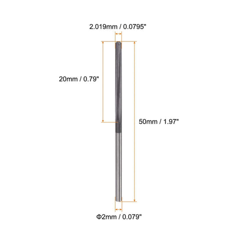 Carbide Chucking Reamer 0.0795 Inch Dia 2.019 mm Straight Flute Straight Shank CNC Machining Center Tool for Metal Lathe Work High Precision Black Finish