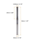 Front view of Carbide Chucking Reamer 0.119 Inch Diameter 3.022 Mm Straight Flute Straight Shank Tool for Metalworking Lathes