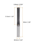 Front view of Carbide Chucking Reamer 0.224 Inch Straight Flute Tool For Metalworking Lathes And CNC Machining Centers