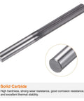 Carbide Chucking Reamer 0.224 Inch Straight Flute Tool For Metalworking Lathes And CNC Machining Centers 5.69mm Dia Cutting Diameter 31.5mm Cutting Length 60mm Overall Length 5.6mm Straight Shank Uncoated Harfington, shown in side view.