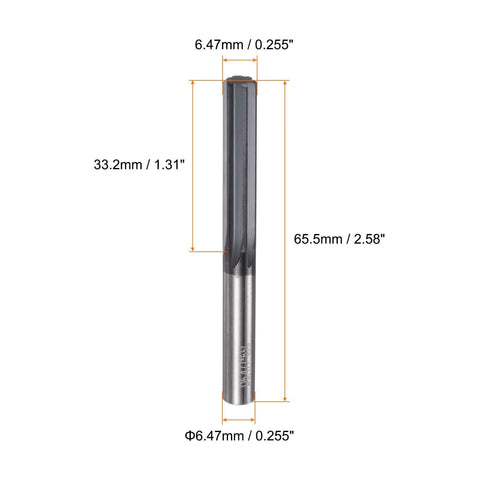 Carbide Chucking Reamer 0.255 Inch Diameter 6.47mm Straight Flute Straight Shank For Metal Lathes CNC Machining Centers Black HARFINGTON