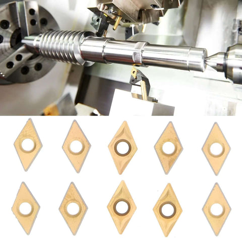 Carbide Milling Inserts 10 Pack for CNC Lathe DCMT070204 Two Point Three Eight Millimeters Thick Turning Inserts Replacement Cutting Tools for SDJCR L110 1212 H07 Tool Holders Precision CNC Machining Accessories with CNC lathe setup